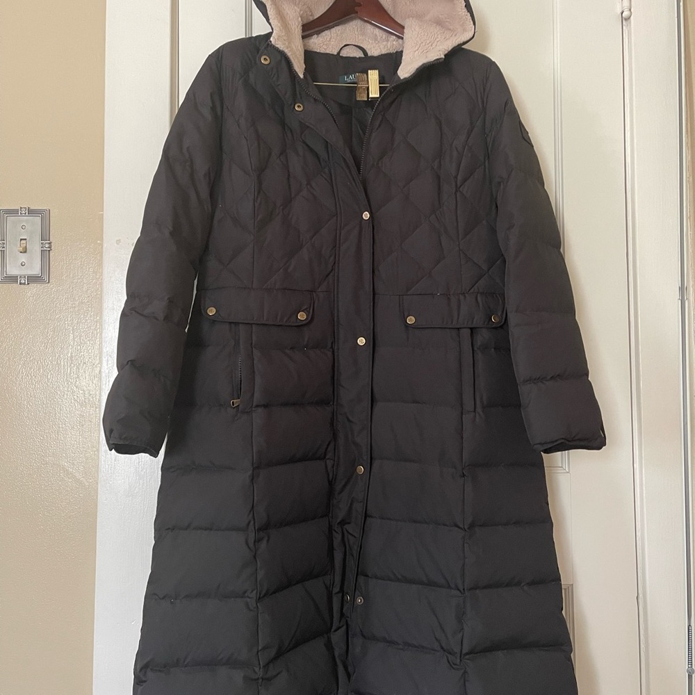 Ralph Lauren long black winter coat size L